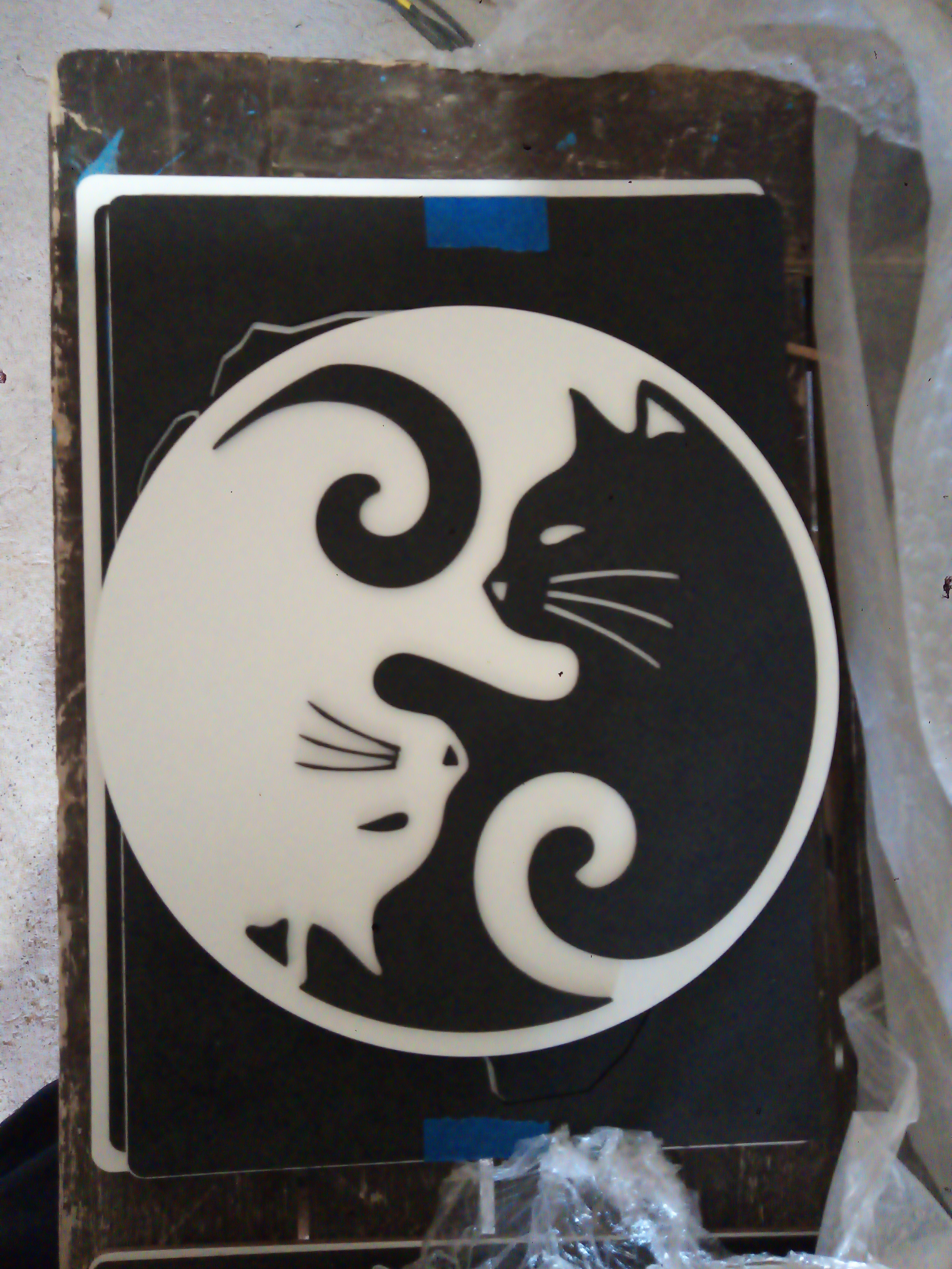 Cuadro Yin Miau en madera